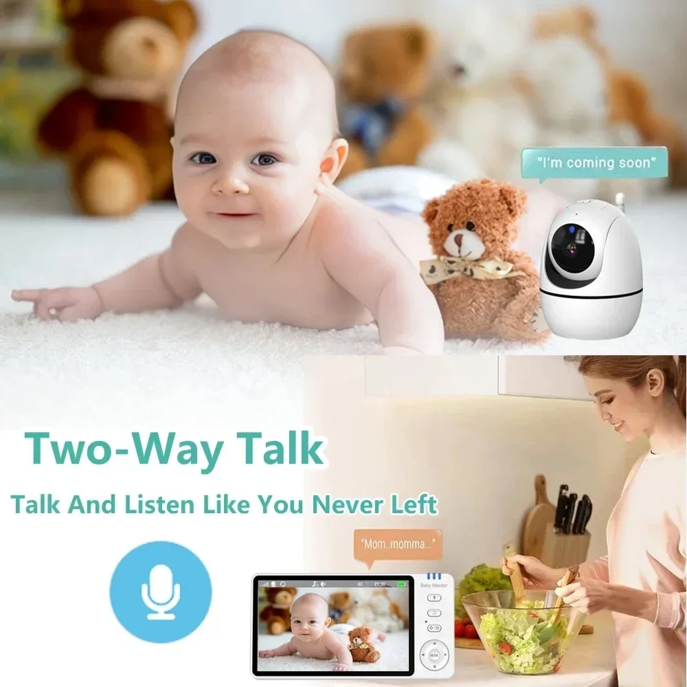 VBABM ABM501 Baby Monitor 5.0 Inch Screen Crying Reminder 3500mAh Battery Nanny PTZ Camera 2-way Audio VOX Lullaby Up USB Charge wireless baby monitor video baby monitor