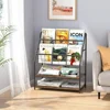 Magazine Holder Floor,2-Tier Metal Magazine Racks, Newspaper Display Stand with Board Shelves for Books and Brochure in Home 1