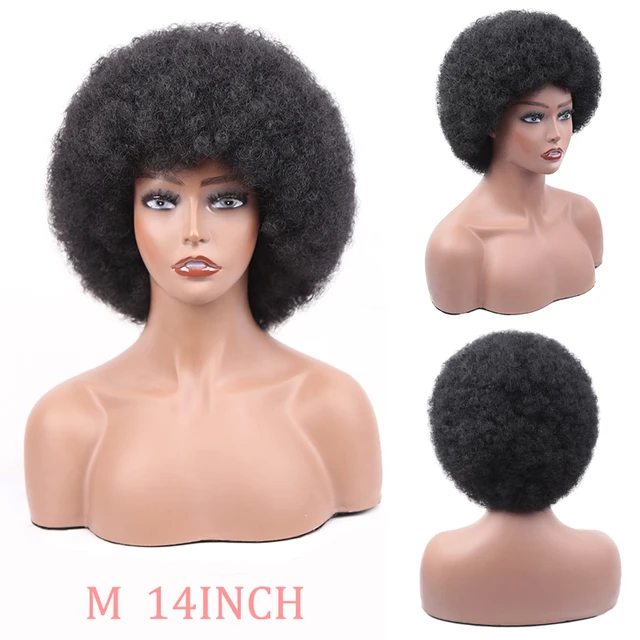 Synthetic Afro Wig Short Fluffy Hair Wigs for Black Women Kinky Curly Hair for Party Dance Cosplay Wigs with Bangs 5881 M