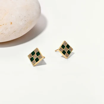 MINTYBOX S925 Silver Malachite Moissanite Stud Earrings for Women Geometry Lab Diamond Earring Luxury Wedding Fine Jewelry 4