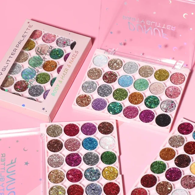 24Colors Body Face Glitter Gel Palette Waterproof Eye Hair Loose Sequins Eyeshadow Multifunctional Party Deco Makeup Cosmetics