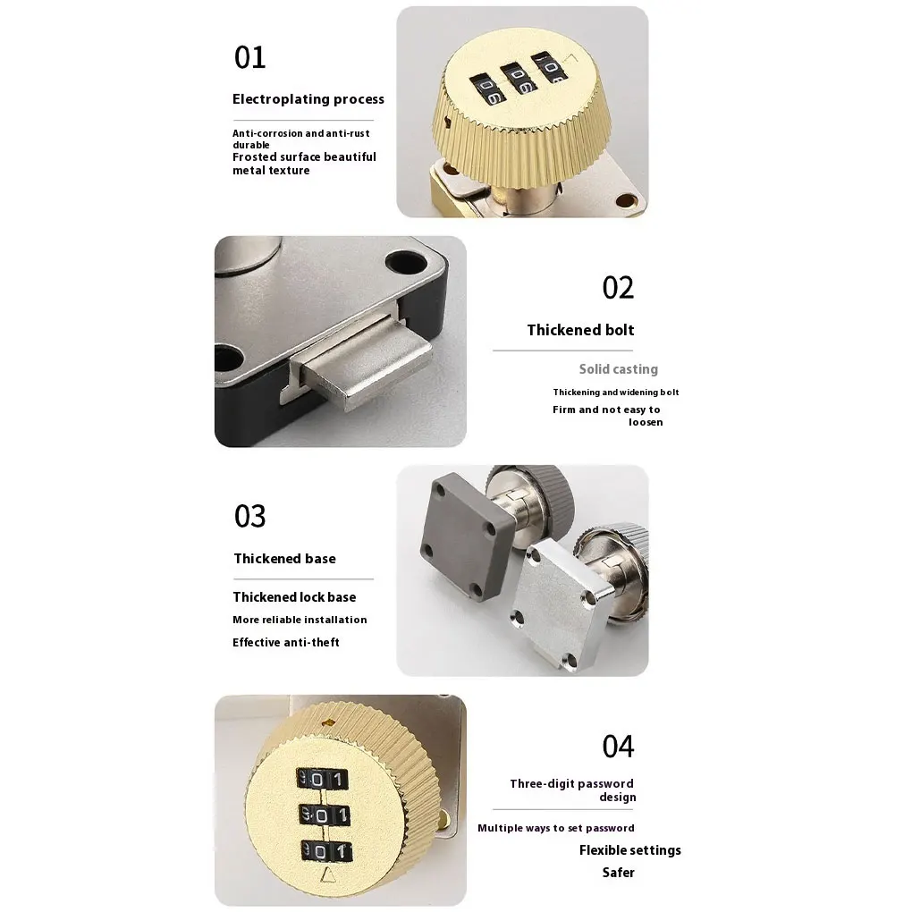 3 Digital Code Combination Cabinet Zinc Alloy Password Locks Cupboard Drawer Cabinet Mailbox Password Locker Automation Cam Lock combination padlock cabinet door lock door lock buckle drawer lock