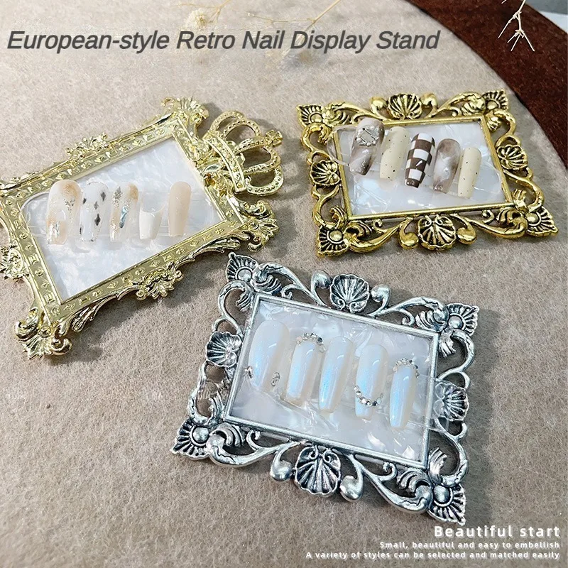 

Retro Nail Display Board Marble Nail Art Color Palette Mixing Colors Drawing Pallet Gel Polish Showing Shelf Manicure Tool