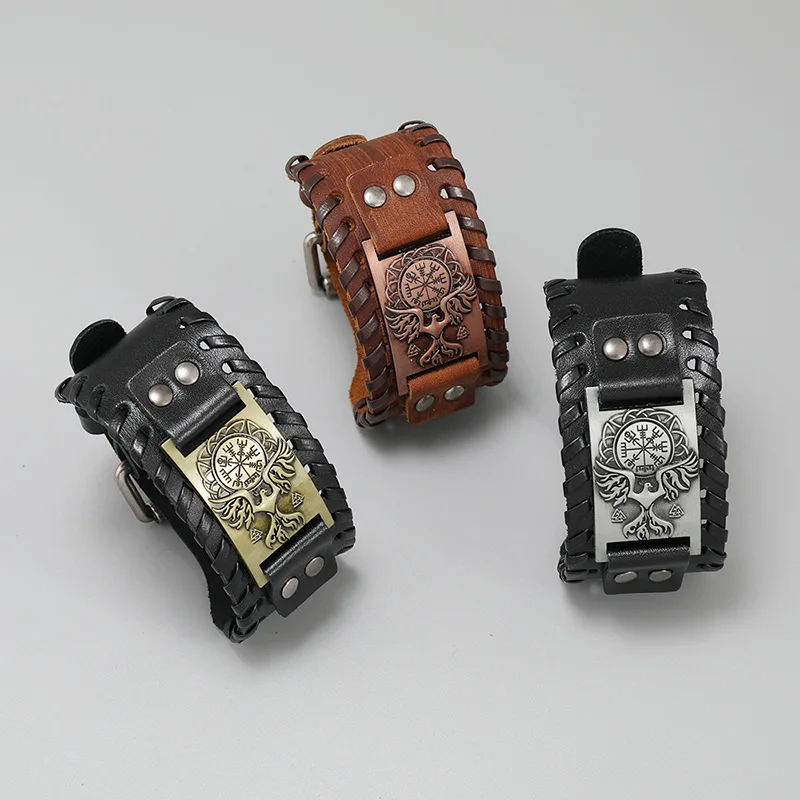 Bracelet Jewelry Trendy Viking Bracelet Nordic Rune Compass God Bird Charm Men's Bracelet