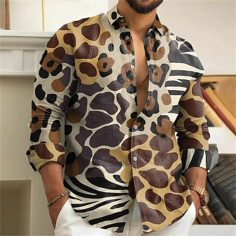 mens zebra print dress shirt Zebra Print Cotton Men's Shirt Relaxed Fit Short Sleeve Button Down Black White Pattern Summer Festival Streetwear Top