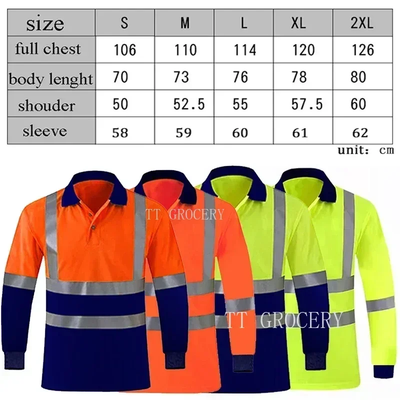 Work Polo Shirt Quick Dry Long Sleeve Reflective Hi Vis For Working