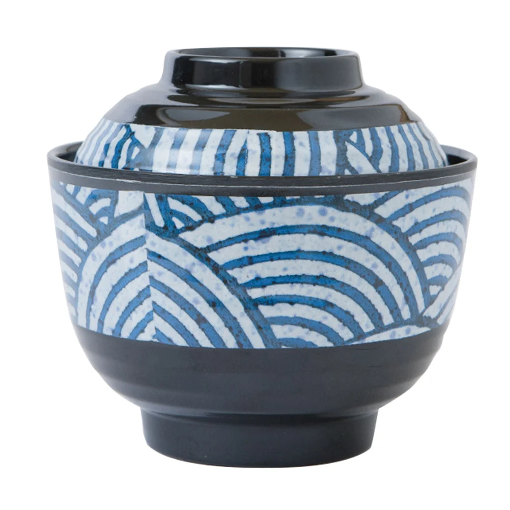

Soup Bowl Traditional Japanese Bowls Style Miso with Lid Kitchen Supply Melamine Rice Small