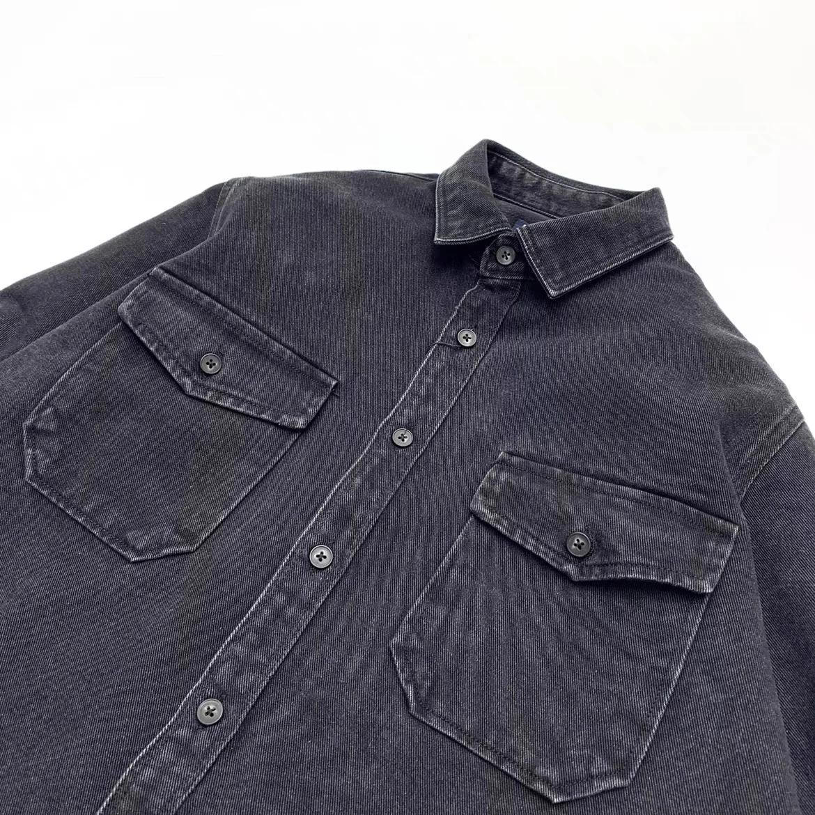 May Khaki heavy denim shirt men loose cargo American casual black long-sleeved shirt coat