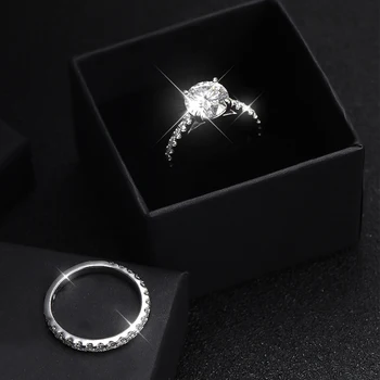 D VVS1 All Moissanite Row Rings Set For Women S925 Sterling Silver Plated 18K White Gold Diamond Ring Wedding Bands Fine Jewelry 5