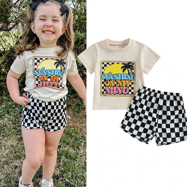 SHEIN Kids SUNSHNE Conjunto De Camisa E Saia Xadrez 2 Em 1 Para Meninas  Toddler