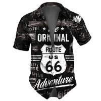 Men'S Retro Route 66 3d Summer Classic Hawaiian Male Social Shirt Man Streetwear Blouse Men Clothing Camisas Casuais Slim Fit 2