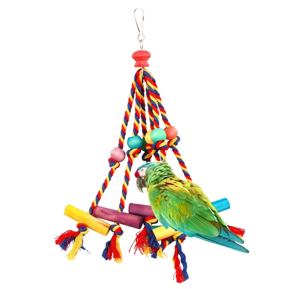 Bird Perches Chew Toy Funny Cotton Rope Parrot Toy Bite Resistant Bird Tearing Cockatiels Training Jouet Pour Perroquet