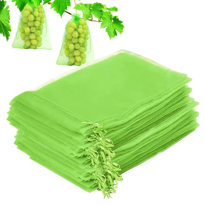 

100PCS Fruit Protection Bags Portable Netting Barrier Mesh Fruit Bags Reusable Trees Plant Flower Protection Bag For Garden