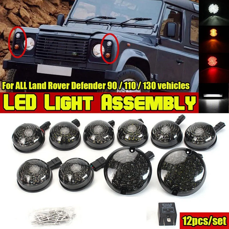 

10Pcs Car Front Rear Signal Indicator Lamp Stop Fog Reversing License Plate Light for Land Rover Defender 90 110 130