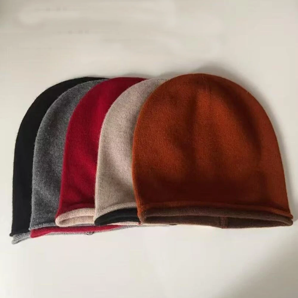 2025 Winter Unisex 100% wool Hats Outdoor Casual Keep Warm Solid Color Cashmere Knitted Beanie Hat Women /Men Skullies Caps