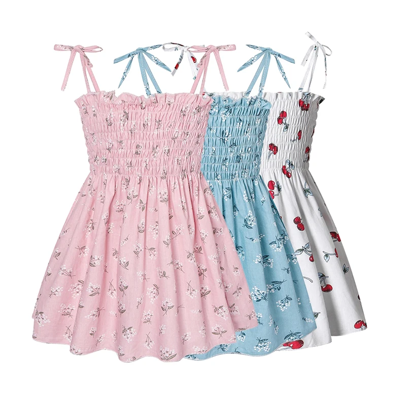Léto korejské styl děťátko děvče bavlna šaty děti móda šaty hubený děti děvče styl ohlávka květinová podvazkové šaty
