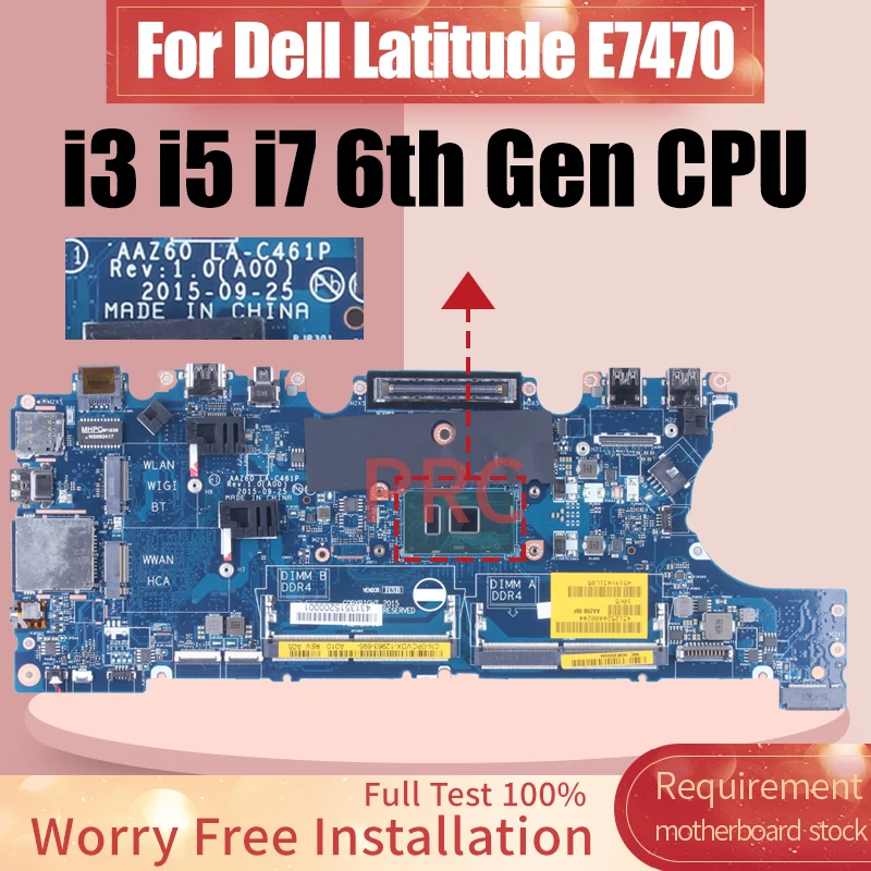 Placa-mãe Portátil para Dell Latitude Notebook Mainboard La-c461p 0dgy5 Vnkrj 03gmp2 02r1tc i3 i5 i7 6th Gen