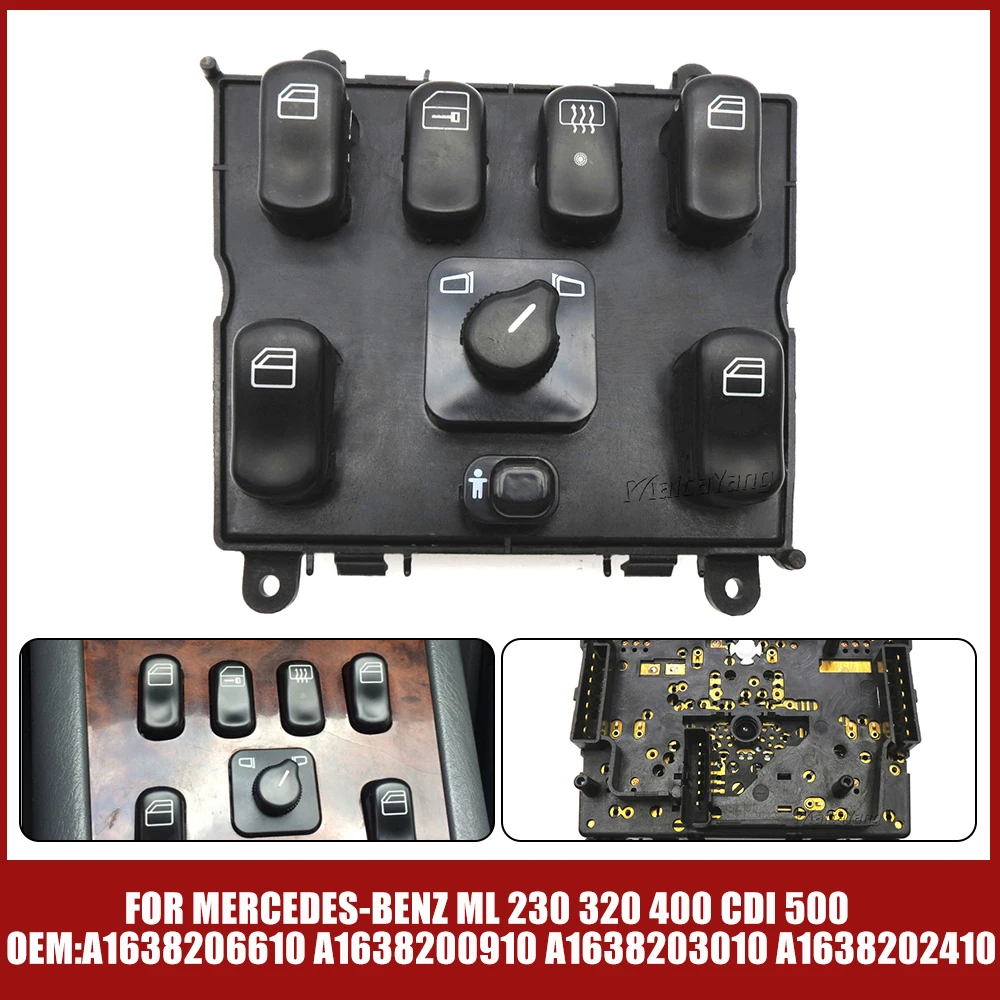 Nuovo Pulsante Interruttore Di Controllo Alzacristallo Elettrico Principale Per Mercedes-Benz Ml 230 320 400 Cdi 500 Muslima1638200910