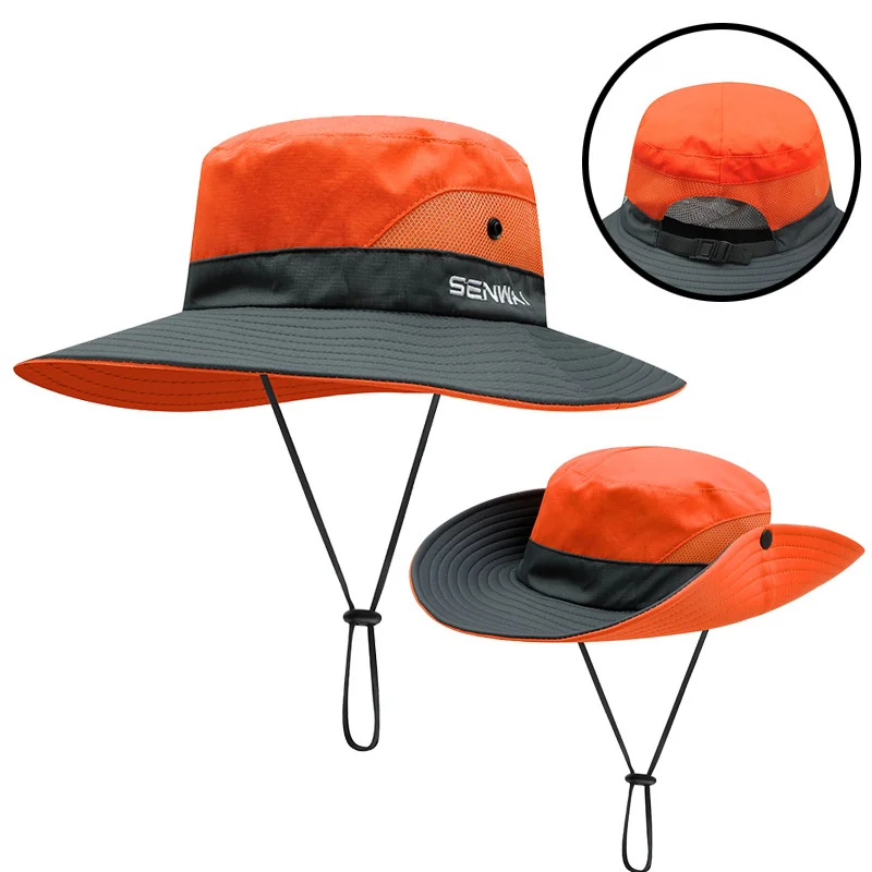 UPF 50+ Wide Brim Sun Hat Waterproof UV Protection Foldable Mesh Beach Fishing Hat Women's Ponytail Bucket sun hat fisherman hat sun protection hat