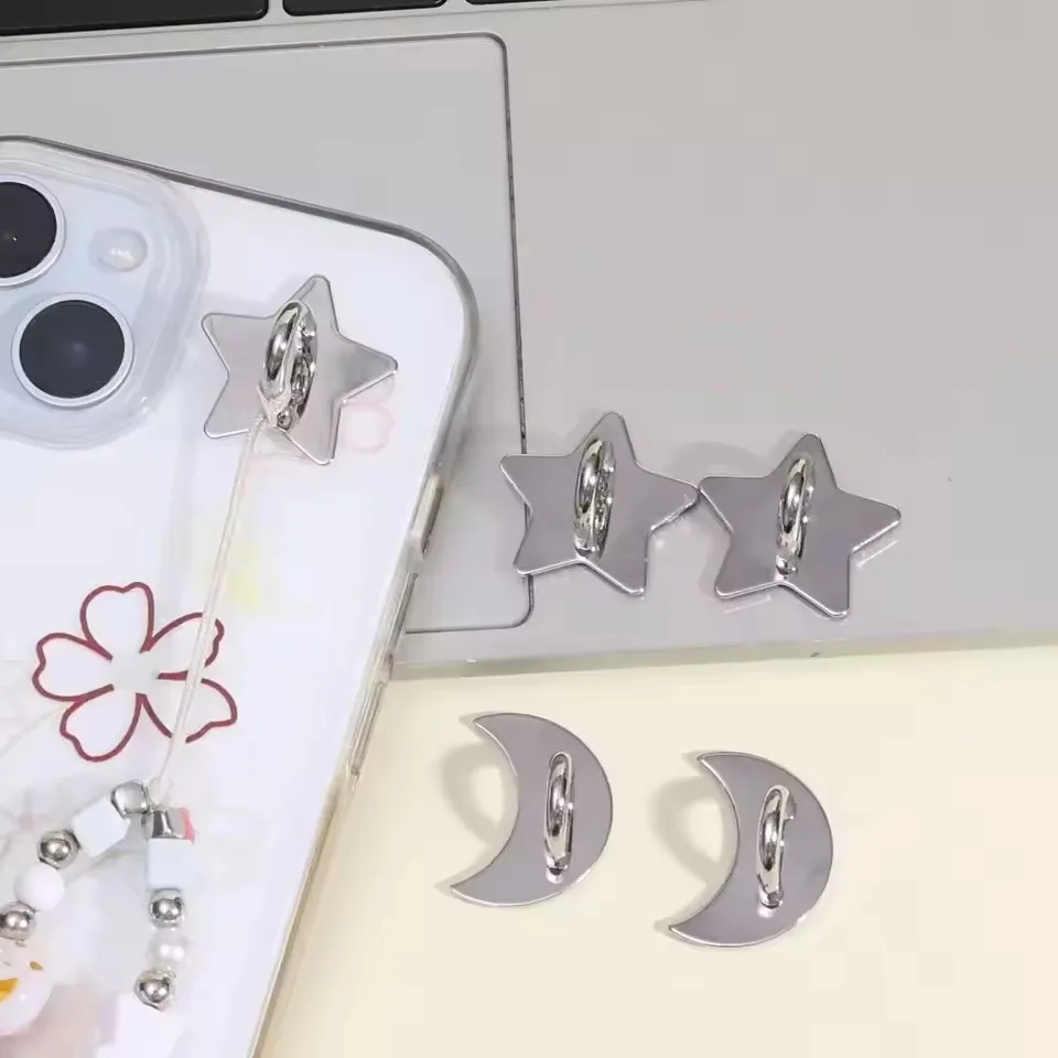 Versatile Metal Phone Charm Hook & Finger Ring Stand with Adhesive Grip