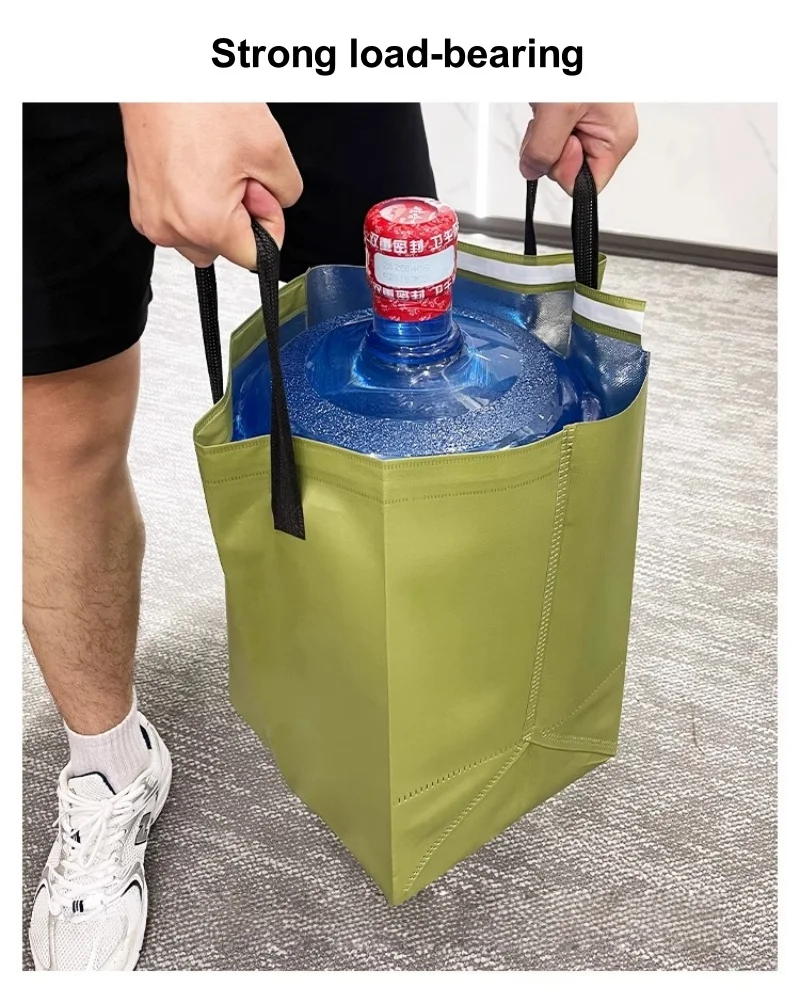 10pcs Green Insulated Tote Bags Non Woven Fabric Reusable Shopping Bags for Food Delive... - UGI Packaging