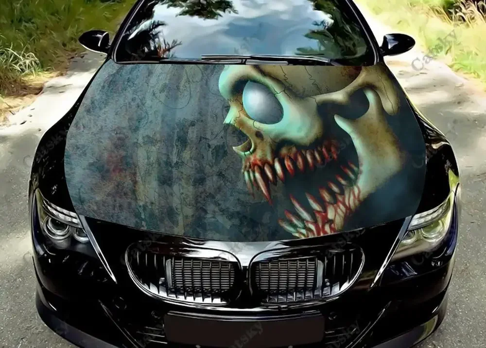 

Blood Skeleton skull Car hood sticker wrapped vinyl film hood sticker universal painting modification protective film decal