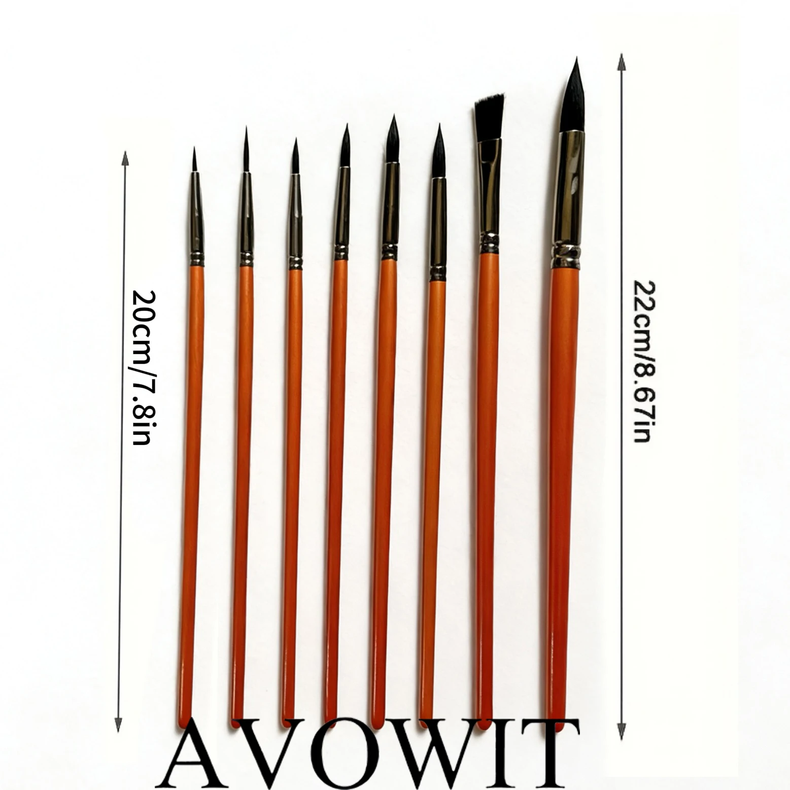 AVOWIT 8개 아트 페인트 브러쉬 - 아크릴, 수채화, 유화, 페이스 페인팅, 캔버스 및 DIY용 다용도 원형 및 평면 나일론 브러쉬