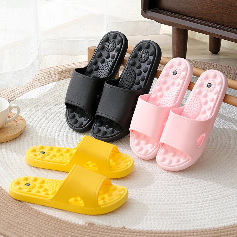 Summer Men's Comfortable Mute Home Slippers Indoor Anti Skid Soft Elastic Sandals Lightweight Massage Unisex Bathroom Slippers