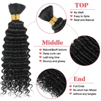 Cheveux tressés humains vague profonde en vrac pour tresser sans trame cheveux tressés bouclés profonds pour tresses Boho cheveux humains vierges brésiliens 2