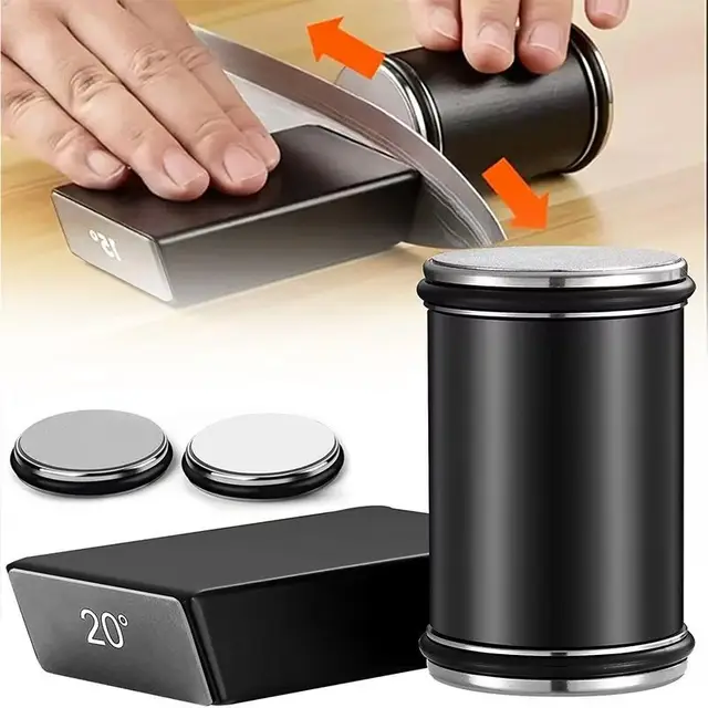 Knife Sharpener Roller, for Kitchen Knives, Industrial Diamond Roller Sharpener Stone Magnetic Offers 15 & 20 Degrees Sharpening 1