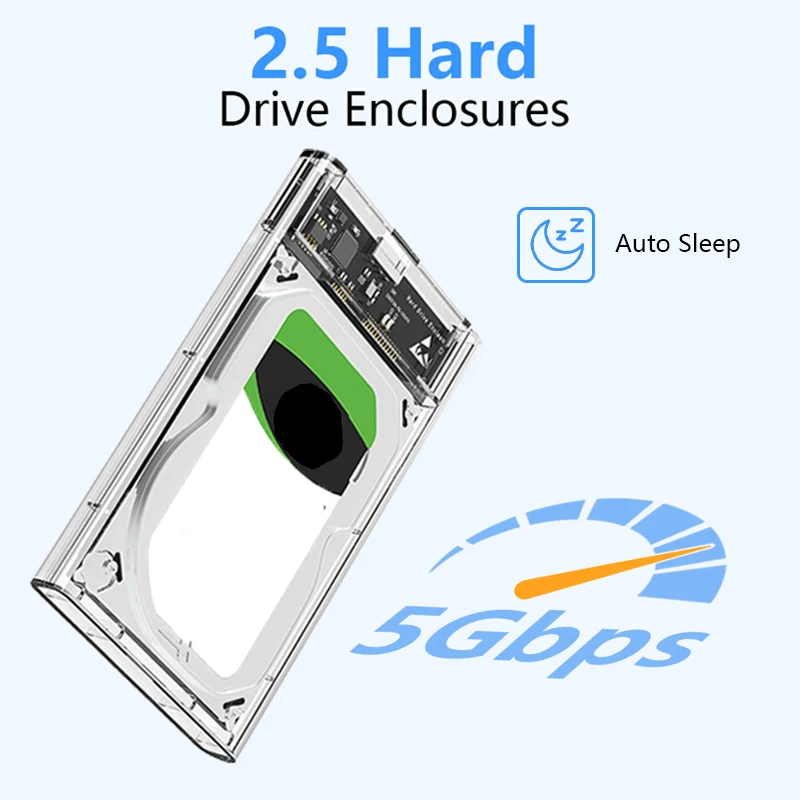USB 3.1/USB 3.0/타입 C HDD 인클로저 2.5인치 SATA SSD 외장 하드 드라이브 케이스 5Gbps 전송 속도 도구 없이 설치 가능한 하드 디스크 박스