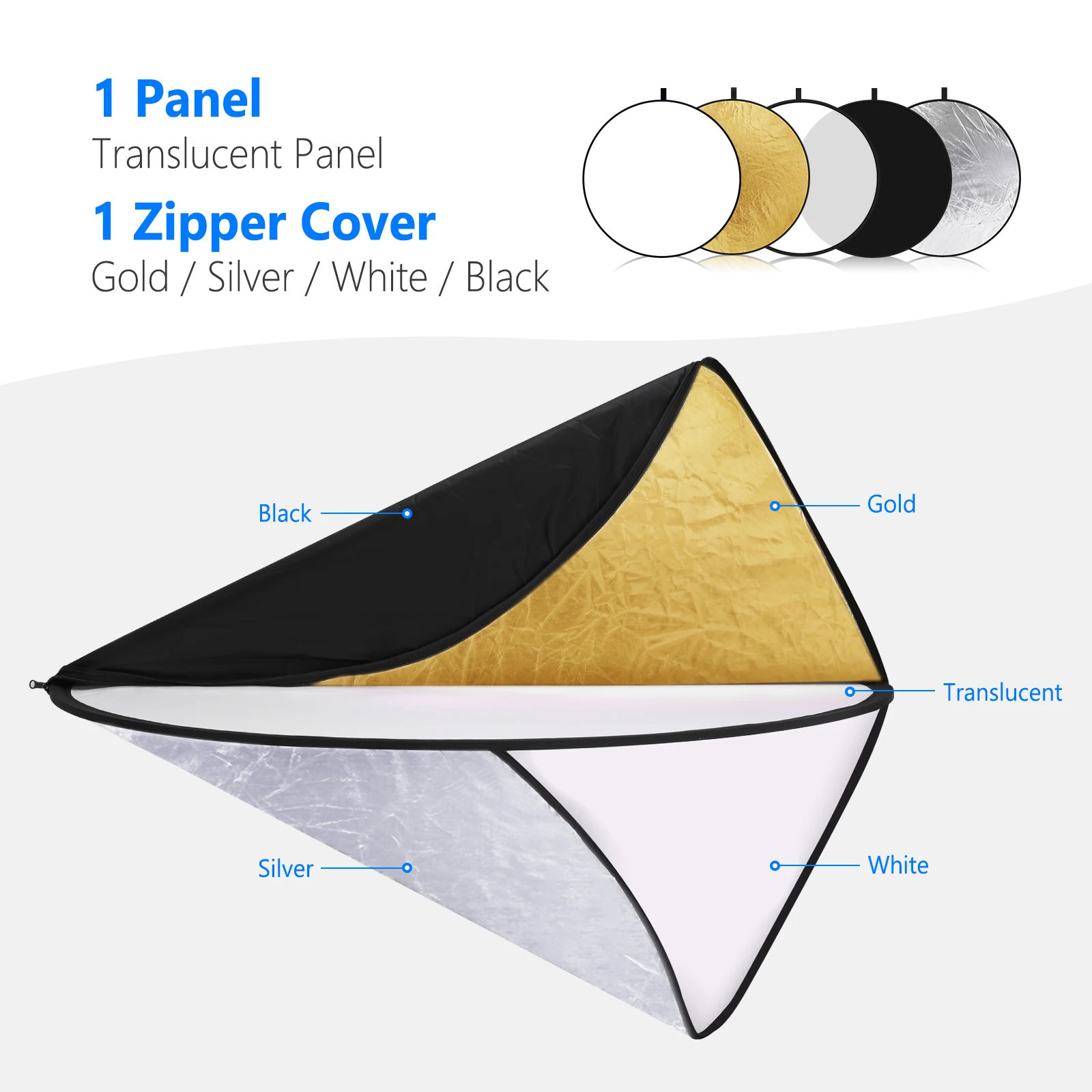 Photography Reflector NEEWER 30/60cm Light Reflector Light Diffuser 5 in 1 Collapsible Multi Disc for Studio Photography Lighting and Outdoor Lighting