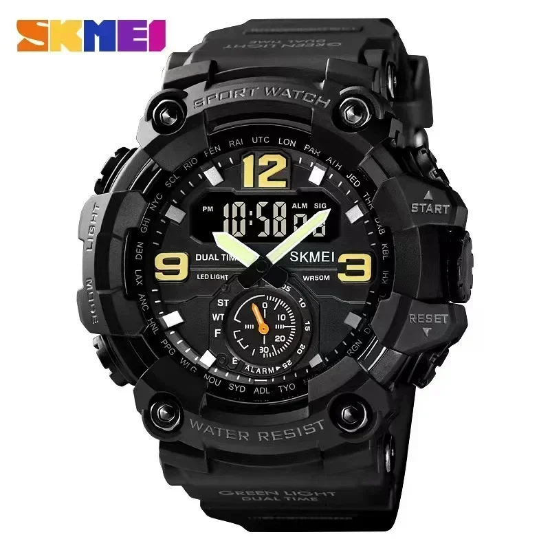 Sports Watch SKMEI 1637 Dual Movement 3 Time Sport Wristwatch Mens Waterproof Electronic Watches montre homme Shockproof Digital Men Watch