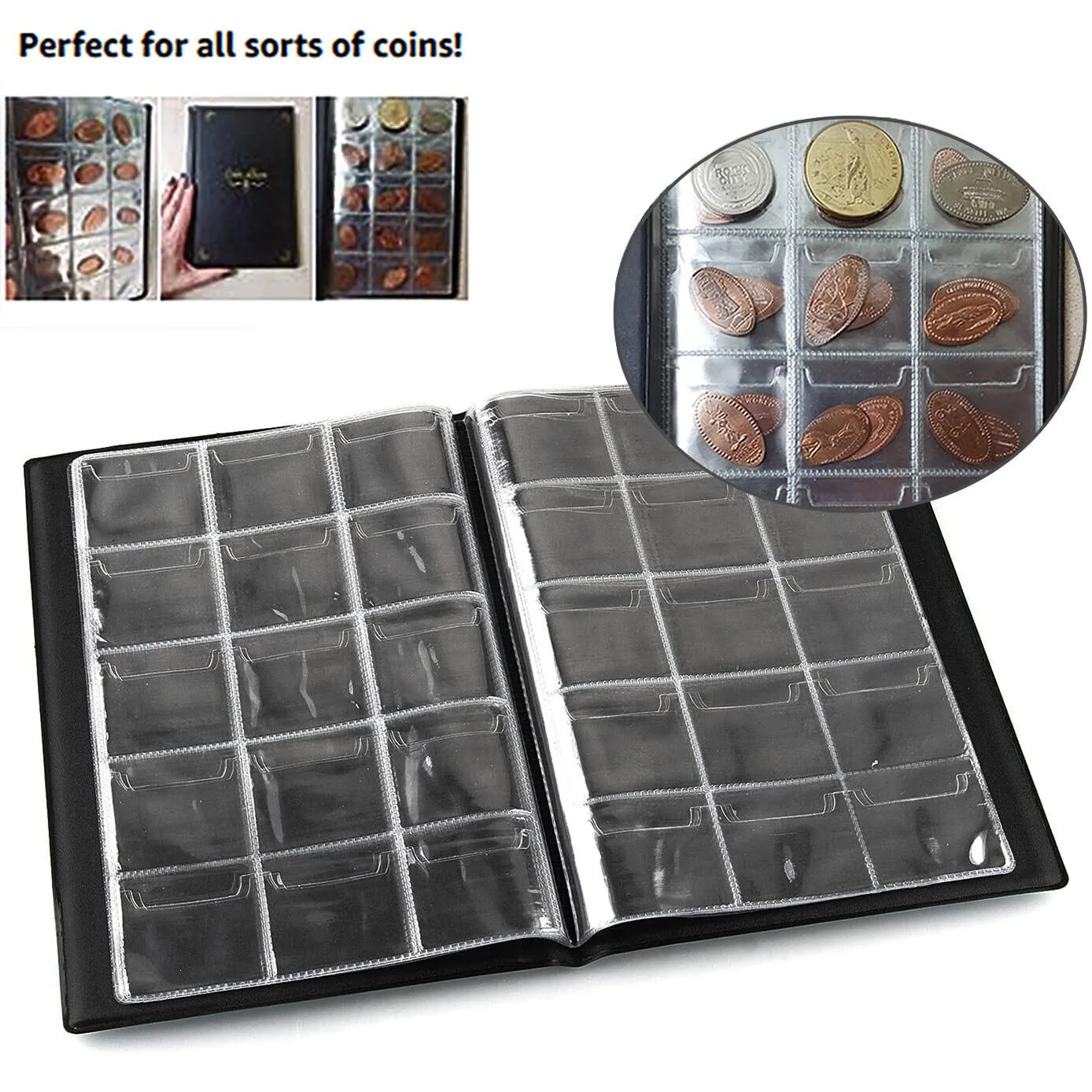 150 Pockets Coins Collection Book Holder Euro Coin Collection Gifts PVC Multi-kinetic Penny Collectors Coin Album Organizer coin collection album,coins collection album