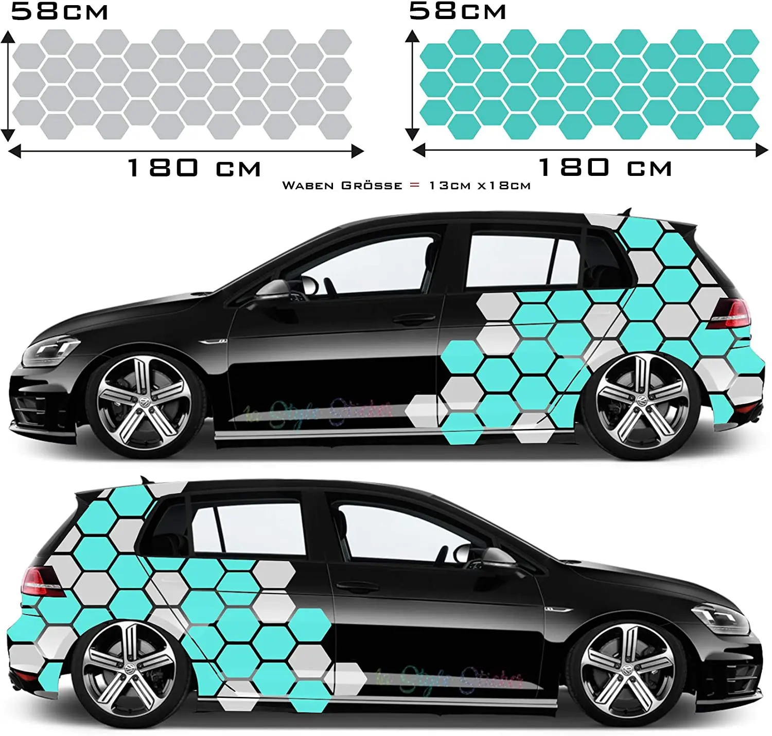 1a Stil Aufkleber Auto Seite Aufkleber Set Sechseck Wabe 84 Stück für  Beifahrer & Fahrer Seite Auto Aufkleber - AliExpress