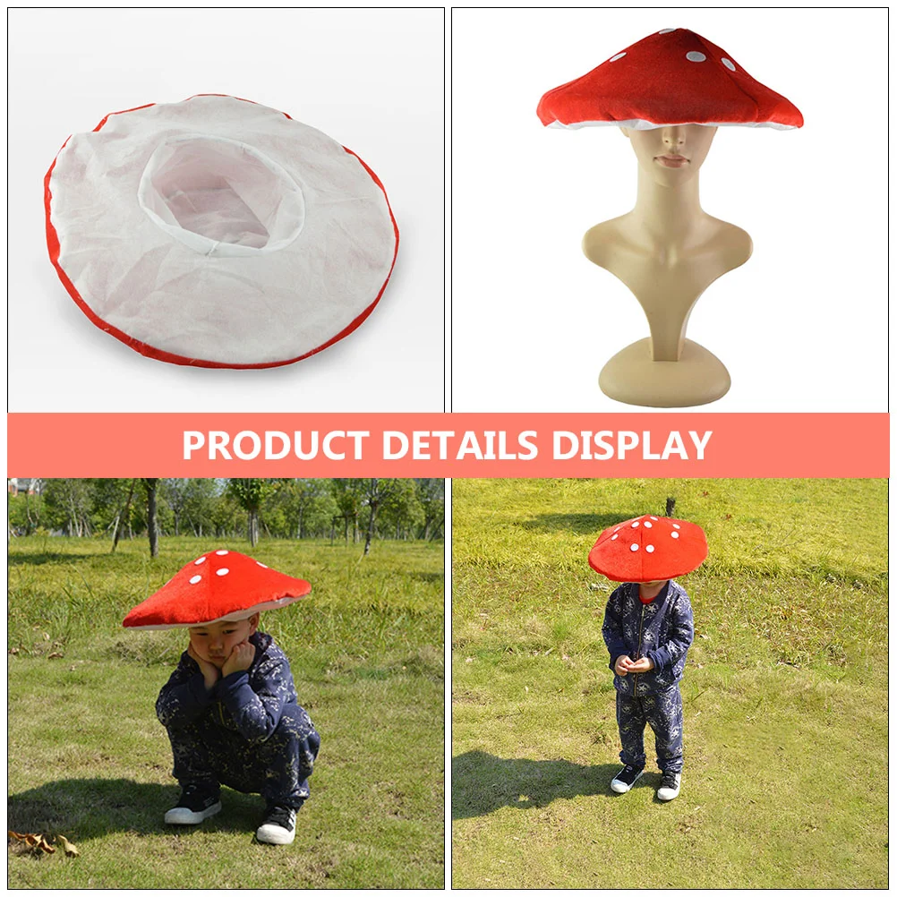 2pcs Decor Mushroom Hats Cartoon Party Costume Hat Kids Mushroom Hat for Party mushroom shaped hats funny red mushroom hats