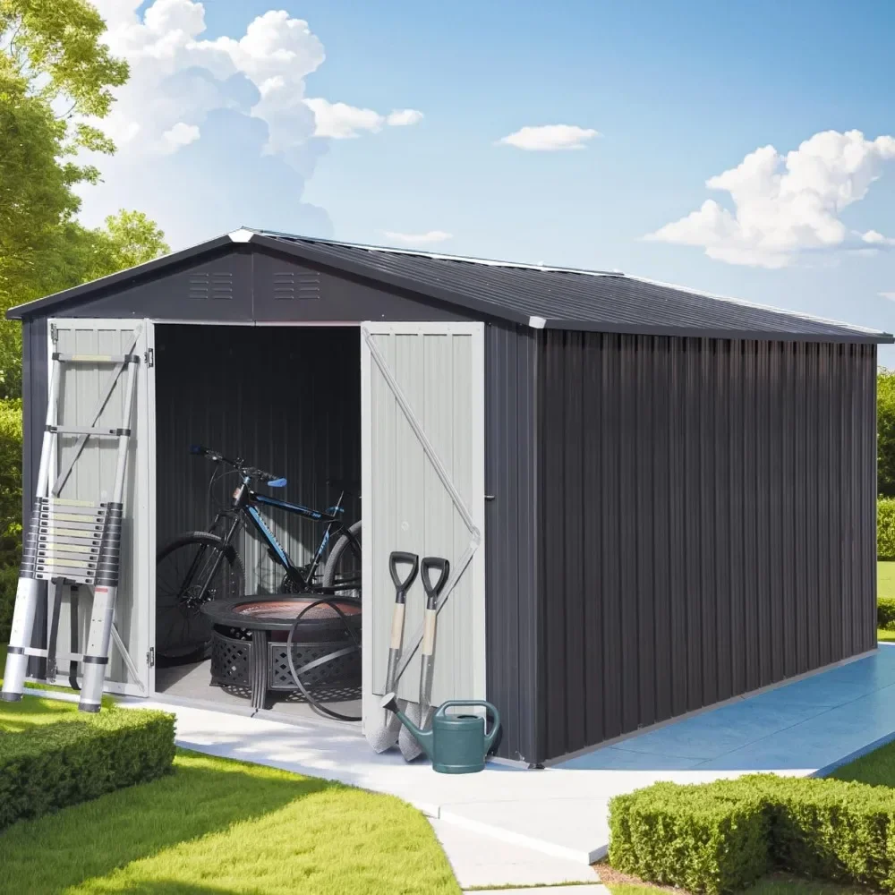 10 FT X 8 FT Outdoor Sheds & Outdoor Storage Clearance, Metal Anti-Corrosion Utility Tool House, Waterproof Storage Garden Shed