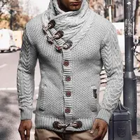 Stylish Men Sweater Long Sleeve Streetwear Super Soft Knitting High Collar Sweater Cardigan Sweater 1
