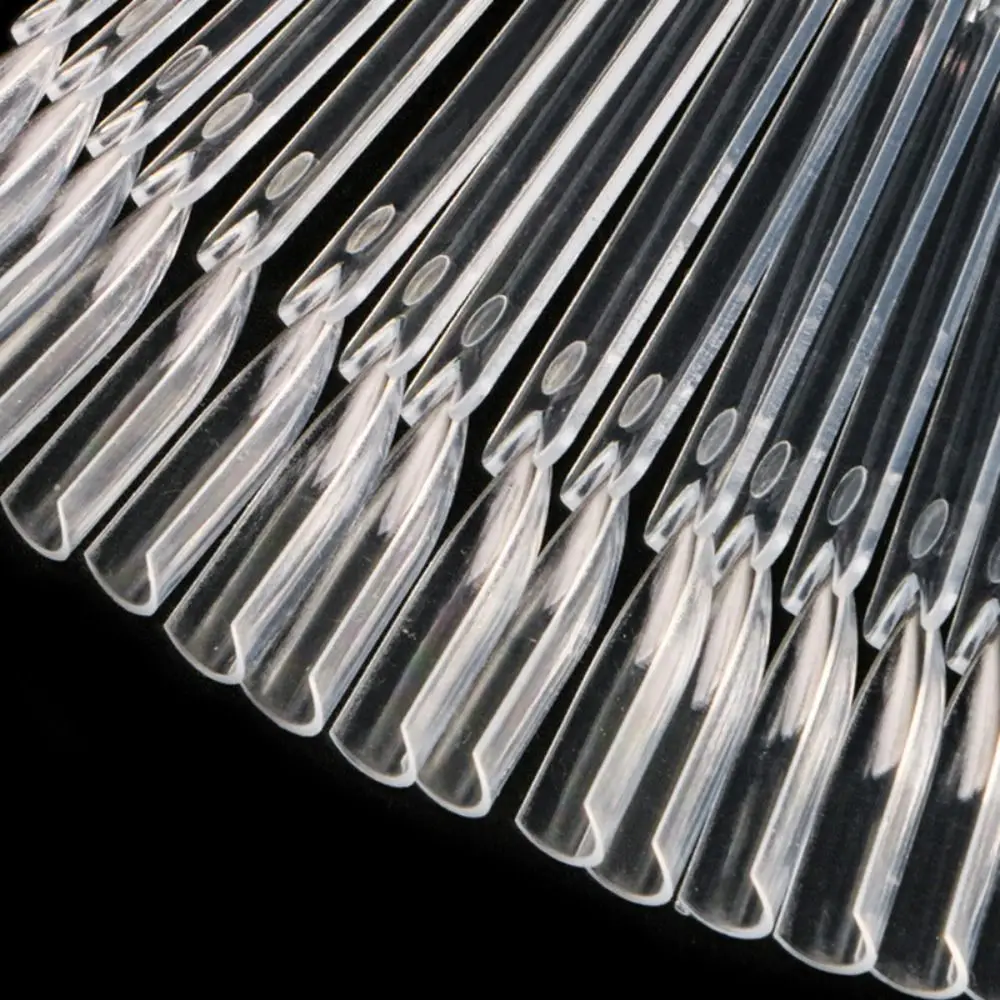 50Pcs Clear Natural Nail Display Sticks with Ring Gel Polish Practice False Nail Tips Nail Swatch Sticks Nail Art Tools