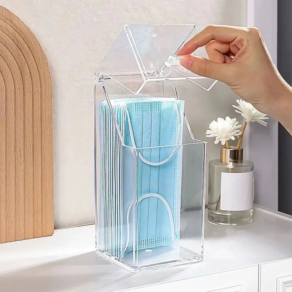 Set of Transparent Mask Storage Boxes with Cover - Dustproof and Stylish Organizer