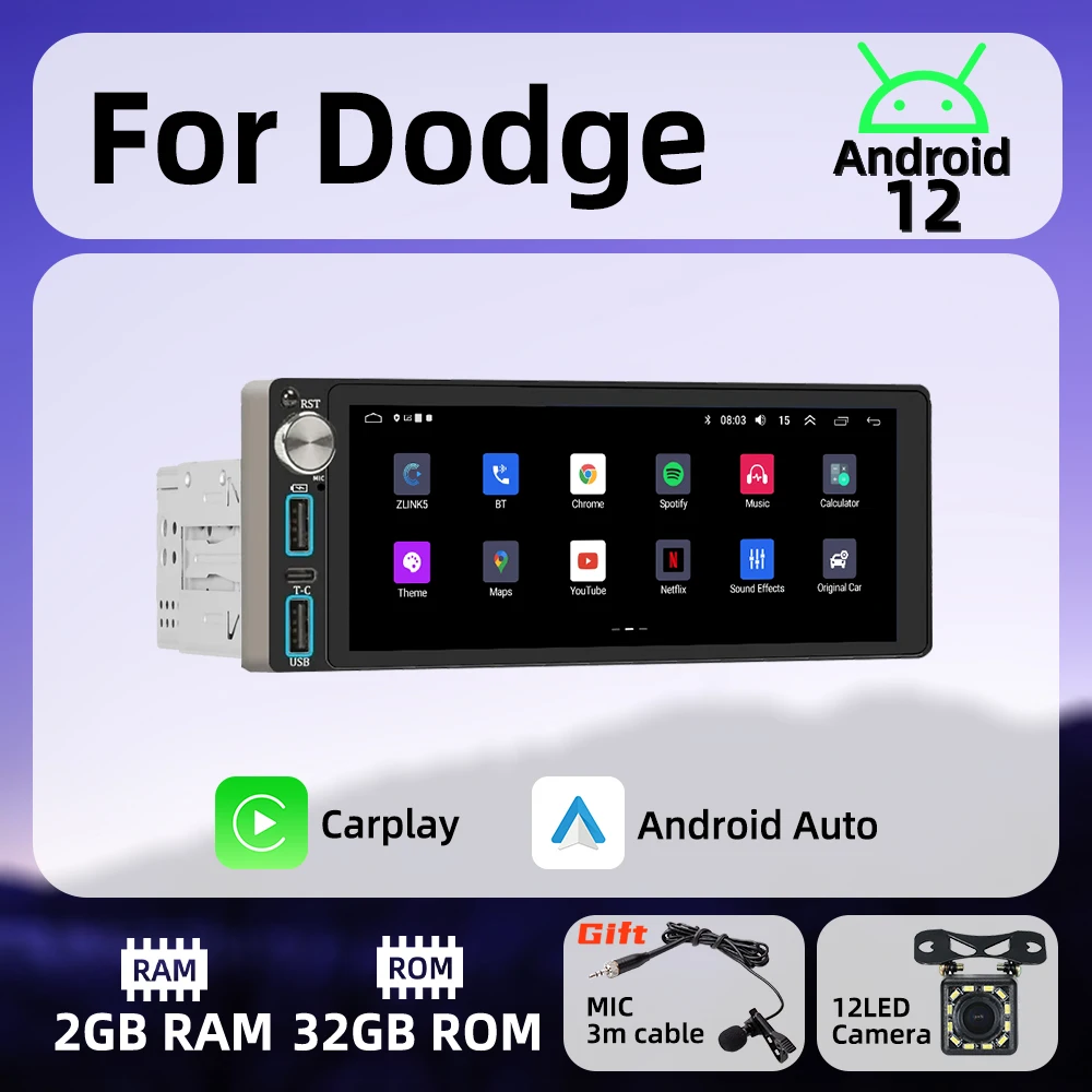 

Автомагнитола Carplay, 6,86 дюйма, 1 Din, GPS, Wi-Fi