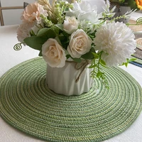4pcs Round Table Mat Woven Ramie Placemats Anti Slip Dining Table Mats Non-Slip Tableware Bowl Pads Kitchen Drink Cup Coasters 5