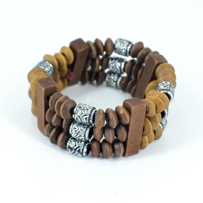 Bracelet en bois ethnique fait à la main