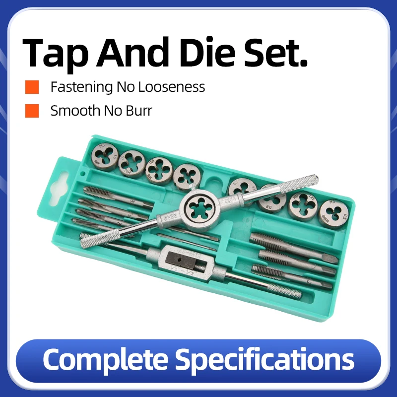 Tap And Die Set 12/20pcs Metric Threading Tool Set Engineer Kit Plugs Metric M3M12 Metalworking