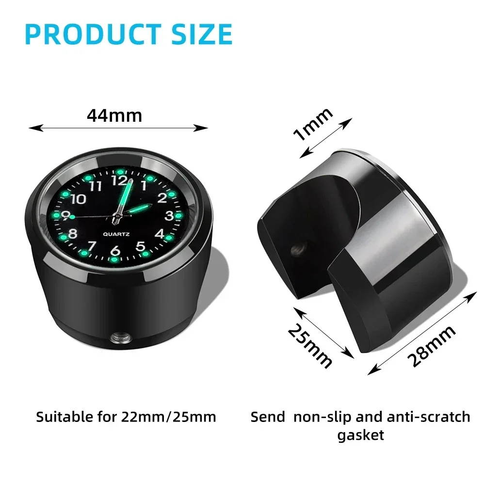 Motorcycle Handlebar Clock Durable Stainless Steel Refit Night Vision Waterproof Shockproof Buckle Motobike Bicycle Watch