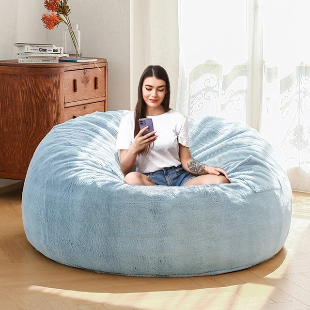 Aggregate 156+ blue fuzzy bean bag chair super hot xkldase.edu.vn