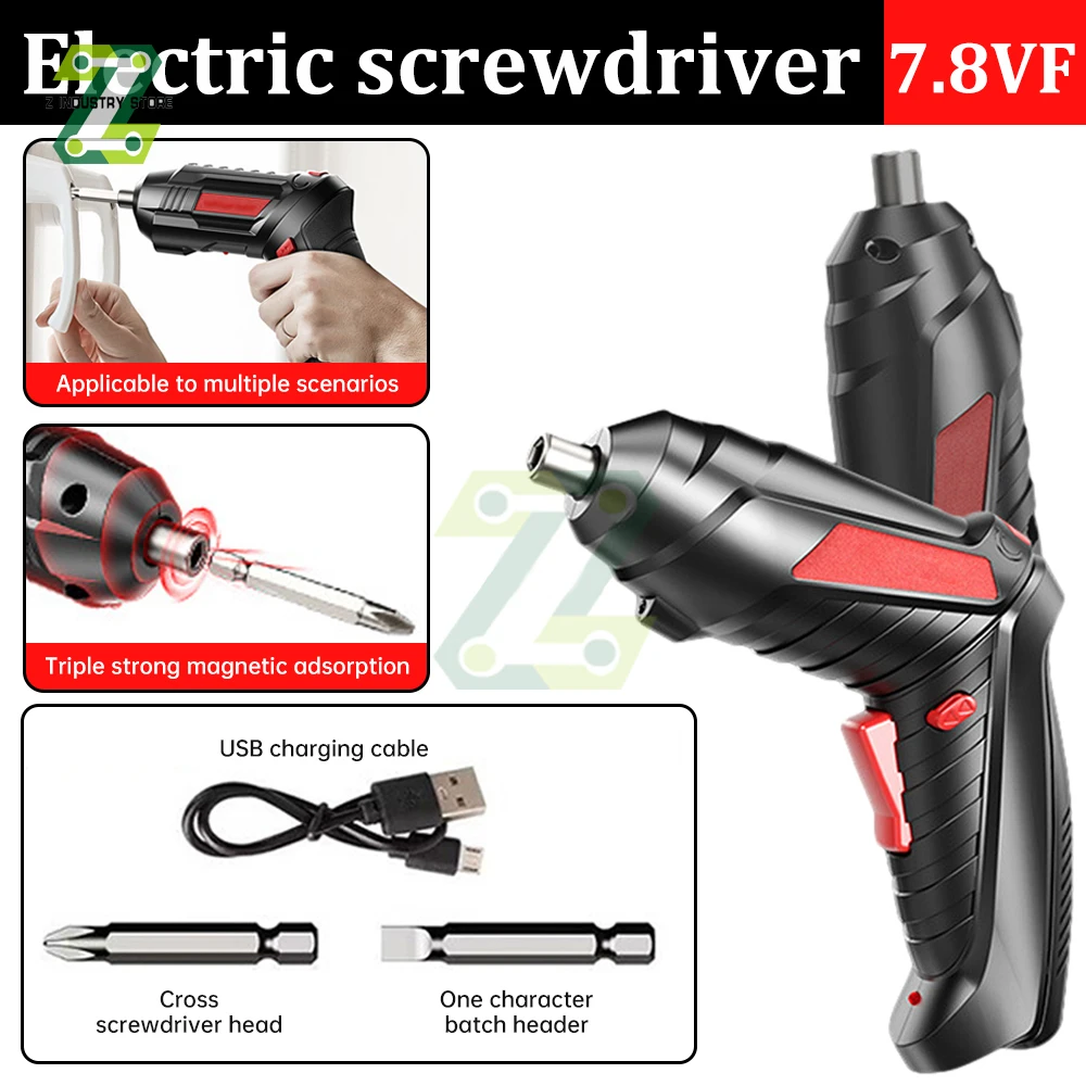 Multi Functional Electric Screwdriver Rechargeable Household Phillips Flathead Electric Screwdriver With Led Maintenance Tools