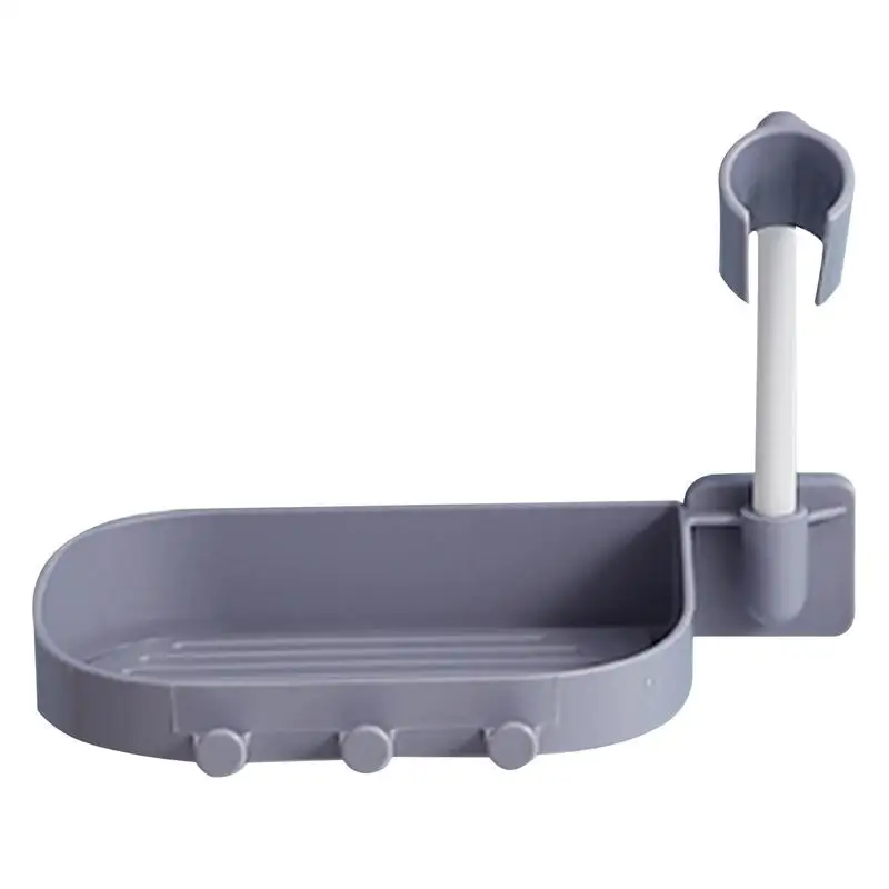 

Wall Mount Shower Bracket Gray Adjustable Shower Mount With Soap Dish Showerhead Holder Strong Bearing Force Supporting