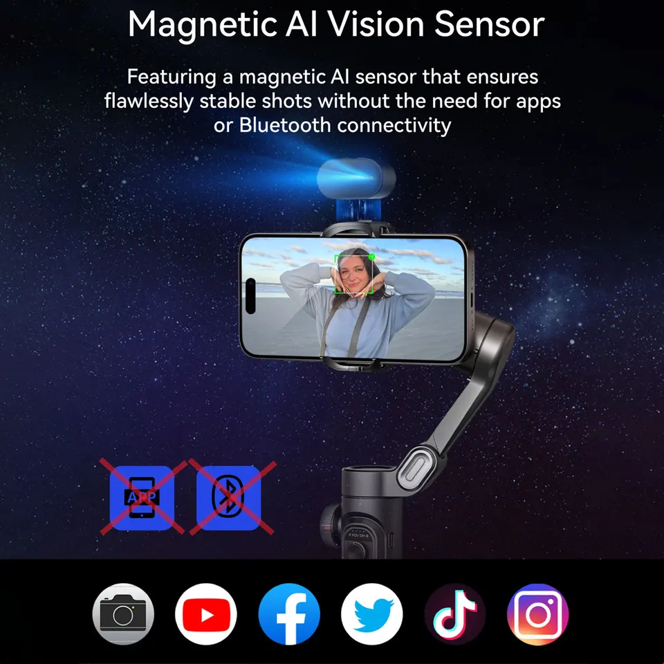 Aochuan-スマートフォン3軸ジンバルスタビライザー、スマートxe ai