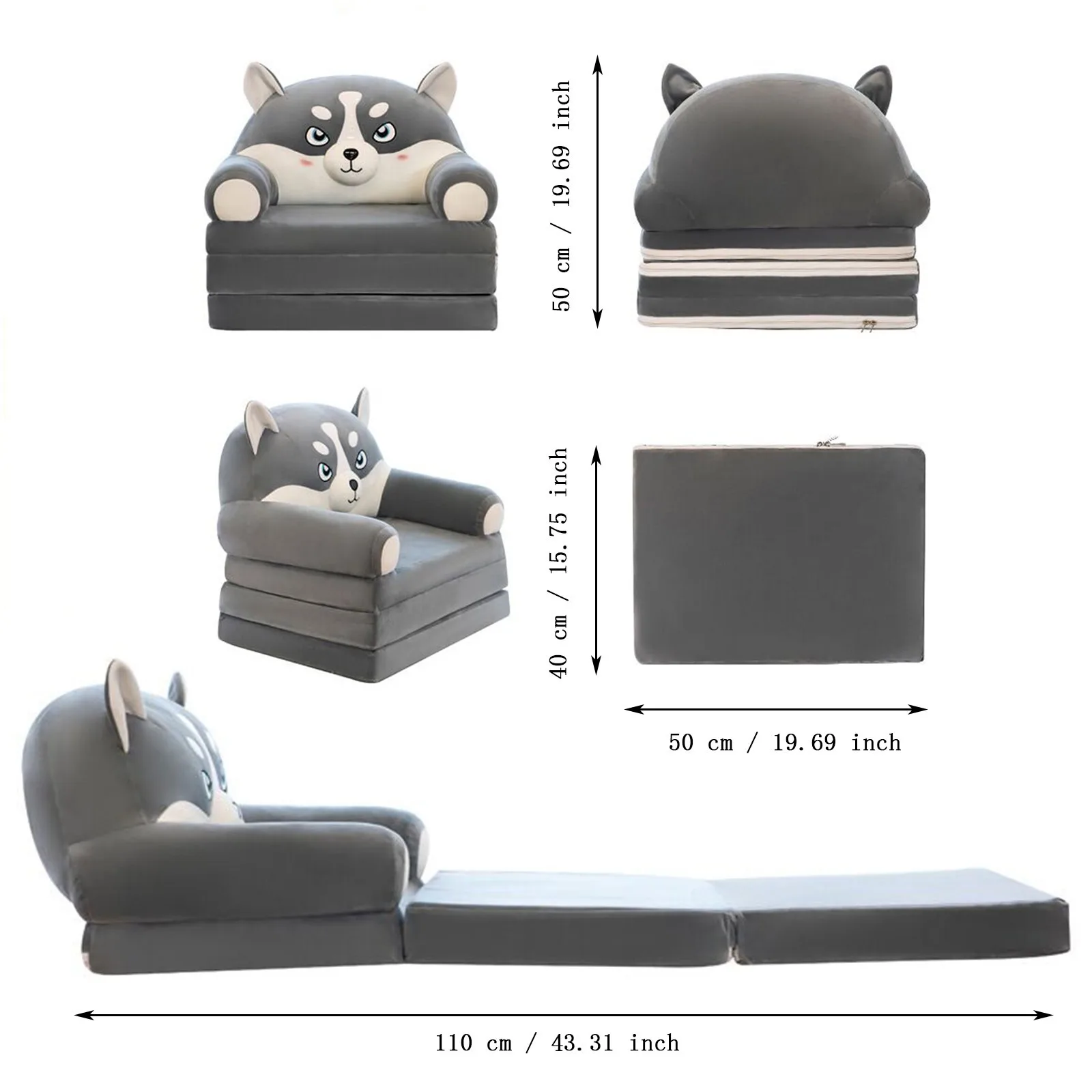 Children Sofa Cartoon Support Cushion For Recliner Kids Sofa Backrest Armchair 2 In 1 Foldable Children Sofa